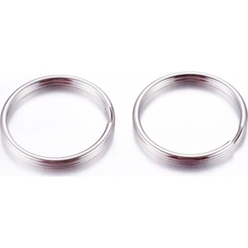 100pcs 25x1.5mm 316 Stainless Steel Key Chain Clasp Findings, Key Rings