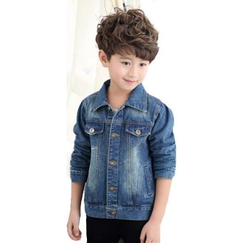 2017 new spring childrens jacket casual boy jeans jackets long sleeve girls outerwear washed denim jacket DQ549