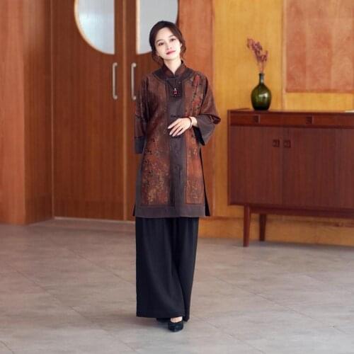 2021 chinese blouse camisa chinese mujer costume cheongsam blouse linen tea suit qipao traditional qipao shirt women blouse