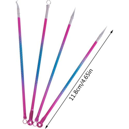 4pc Acne Pimple Belmish Extractor Vacuum Extrusion Acne Stick Blackhead Blemish Removers Against Black Dots Tools For Face Clean