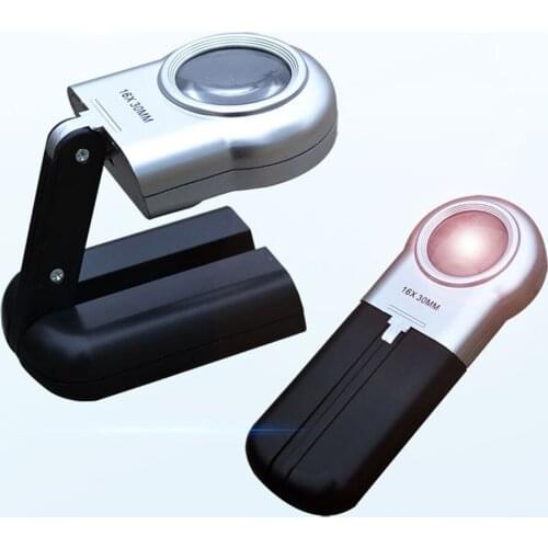 50pcs 16X Handheld Illuminated Mini Magnifier Magnifying Glass LED Folding Jewelers Loupe Light