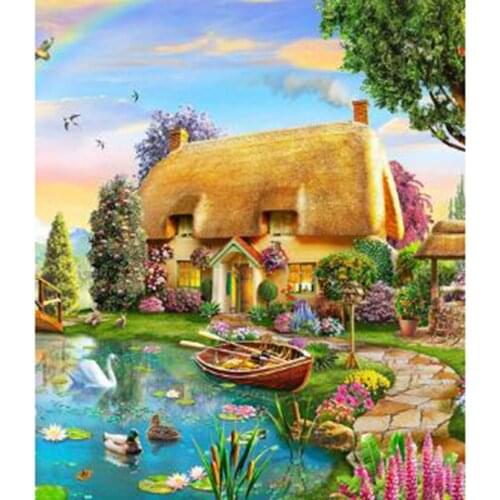 5D DIY Diamond Painting Square/Round Diamond Landscape Painting Pastoral Scenery Picture Cross Stitch Furniture Decor WG2912