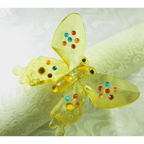 Butterfly with crystal wedding decoration napkin ring , bulk cheaper napkin holder