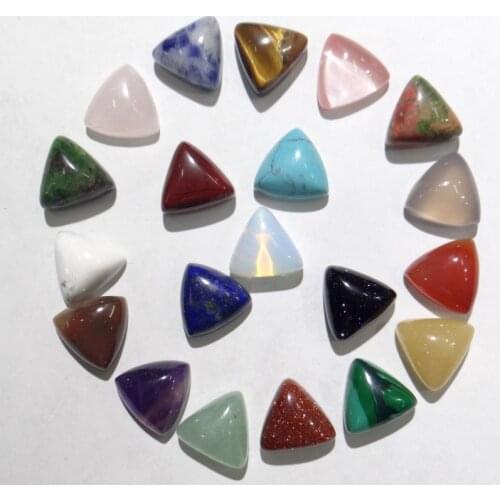 Wholesale 12 PCS Natural Quartz crystal malachite Stones Cabochon beads 10*10mm Triangle Shape No Hole for DIY jewelry making