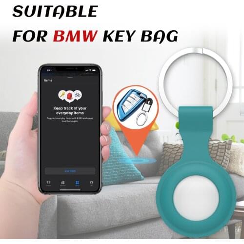For BMW key case Apple airtags locator tracker liquid silicone protective case key chain protective case of anti loss equipment