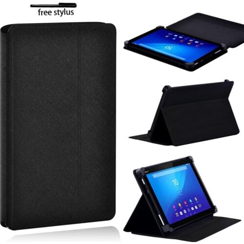 Black Tablet Case for Sony Xperia Z3 8" /Z4 10.1" Tablet Adjustable Folding Stand Anti-fall Protective Case Cover + Stylus