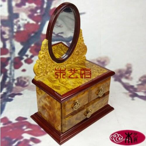 Wooden [government] gold camphor wood dresser carved wooden jewelry box jewelry box wedding gift ornaments home