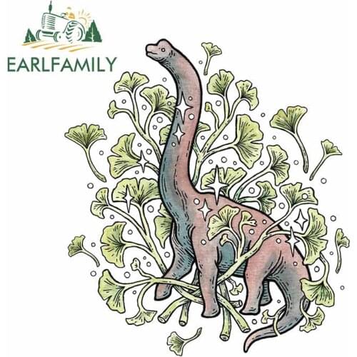 EARLFAMILY 13cm x 11.4cm for Ginkgo Leaf Dinosaur Waterproof Personality Occlusion Scratch Car Stickers Windows Cartoon Decal
