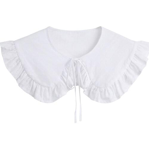 Q1FA Fashion White False Collar Ruffle Trim Women Faux Collar Shirt Dress Fake Collar Decoration Tie Clothing Accessories