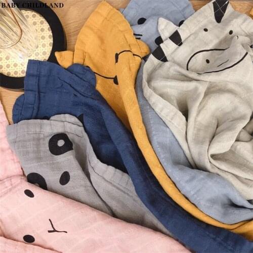 Muslin Baby Blanket 2 Layers Bamboo Newborn Baby Swaddle Wrap Crib Receiving Blanket 90cm Animal Infant Toddler Baby Bath Towel
