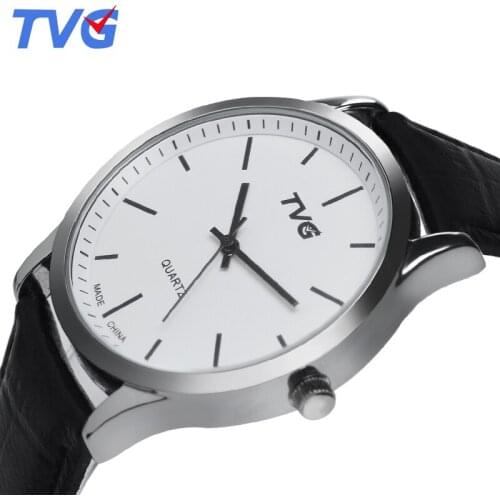 Mens Watches 2020 TVG 185 Ultra Thin Quartz Watch Man Minimalist Leather Strap Watch for Men Simple Male Clock Dropshipping
