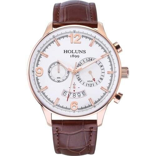 Mens leather strap watch 22 mm big 24 hour dial quartz watches man Wrist watch mens waterproof counter watches for men 2020/FC