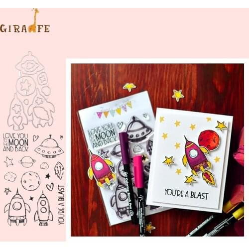 UFO rocket Metal Cutting Dies and stamps set New LOVE TO THE MOON DIY dies scrapbooking New Arrivals Embossing Stamp and Die Set