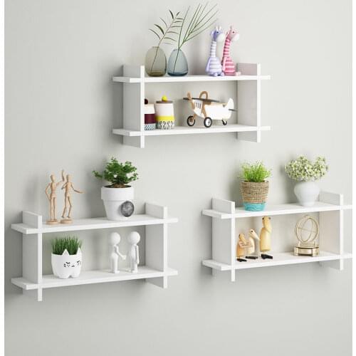 Wall Shelf Storage PVC Sheet waterproof Bookcase Cabinet Flower pot Hanger Storage Rack Organizer double layer shelf