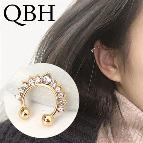 New Fashion European American Pendientes Simple Non-pierced Ear Cuff Crystal Clip Earrings for Women Jewelry Gift Brincos