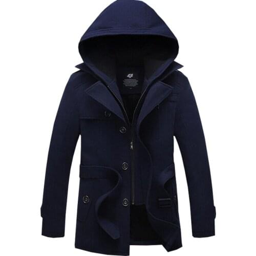 New Fashion High quality Thick Men Trench Coat Warm Outerwear Casual Men Jacket With Big Size M-4XL Men Overcoat