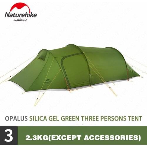 Naturehike Outdoor Opalus 15D/ 20D/40D Camping Tent 3-4 People Ultralight Tunnel Tent Waterproof Portable 4 Seasons Camping Tent
