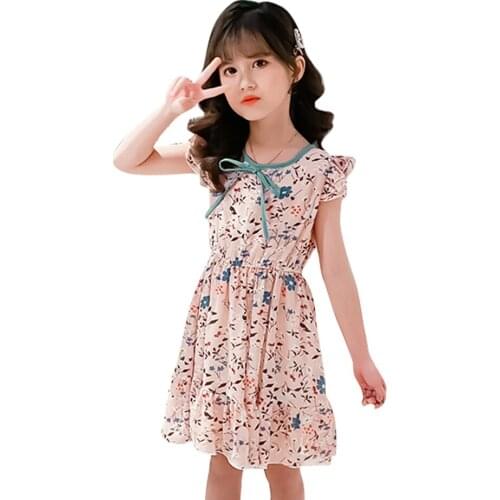 Teenage Girls Dress Floral Dress For Girl Summer Children Dress Casual Style Kids Costume 6 8 10 12 14