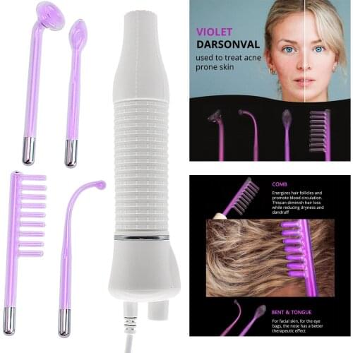 Portable High Frequency Facial Wand Face Machine Device Skin Tightening Spot Acne Remover Purple Light Machine EU Plug