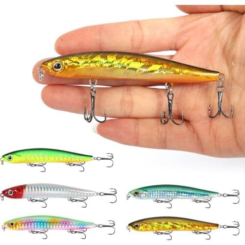 90mm 8g Minnow Pencil Fishing Lures Floating Artificial Hard Bait Wobblers Crankbait Plastic Pesca High Quality Three Hooks
