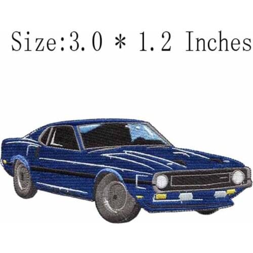 Blue car 3.0"wide embroidery for sewing patch/ribbon embroidery/travel