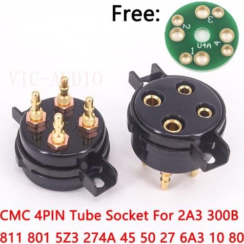 CMC Bakelite Valve 4Pin Tube Socket U4A For 300B 2A3 811 274A 45 50 83 5Z3 Vacuum Tube Amplifier Vintage Audio HIFI