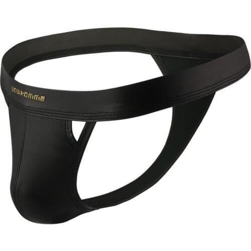 Men Gay Thong Sexy Underwear Hollow Out Patent Leather Underpants Pouch Thong G-String Men Panties Erotic Stage Thongs Homme