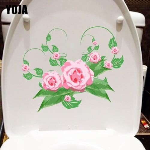 YOJA 23.3X19.6CM Creative Cartoon Rose Branch Kids Room Decoration Fashion Wall Sticker Toilet Decal T1-1970