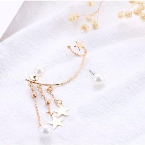 Party Valentine Day Wild Earrings Accessories 2021 Pearl Women Earrings Simple Korean Star Metal Jewelry Earrings Metal Wind