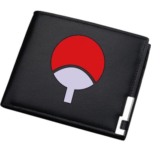 High Quality New NARUTO Printing Unisex Short Wallets Uchiha Sasuke Sharingan Anime Card Holder Pu Leather Gift Money Bag