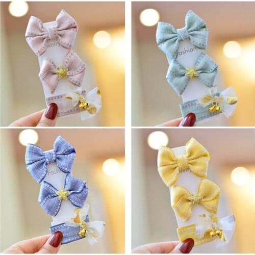 6pcs/lot New Kids Candy Color Bow Hairpins Girls Lovely Hair Clips Barrette Headwear Korea Hair Accessories Hairgrips