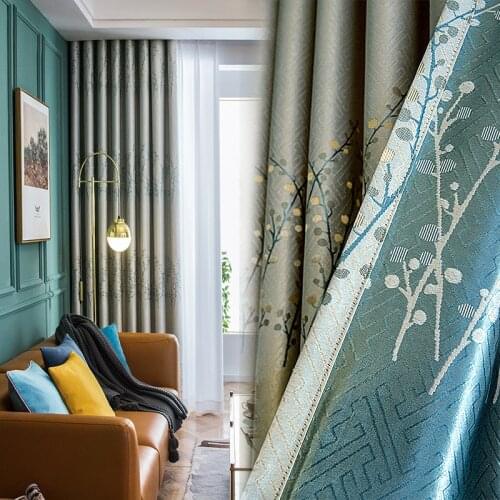 Jacquard Curtain Fabric High Blackout Curtain for Living Room Bedroom