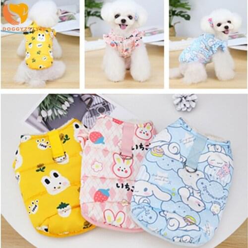 Winter Warm Dog Jacket Vest with Harness Ring Cotton Padd Pet Clothes Puppy Cat Coat Cute Flying Sleeve Dog Clothing Outfits
