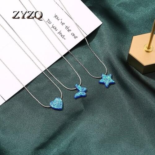 ZYZQ Sweet Resin Star Necklace For Women Cute Color Sequin Butterfly Heart-Shaped Sweater Chain Daily Matching Accessories