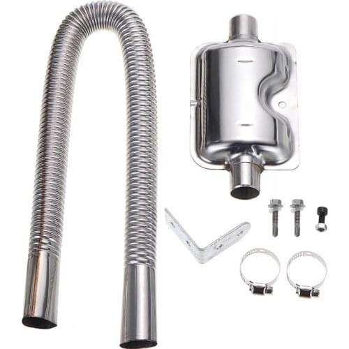 1 Set 60cm Stainless Steel Air Heater Tank Gas Vent Hose Exhaust Pipe Muffler Set For Webasto Eberspacher Heater Replacement