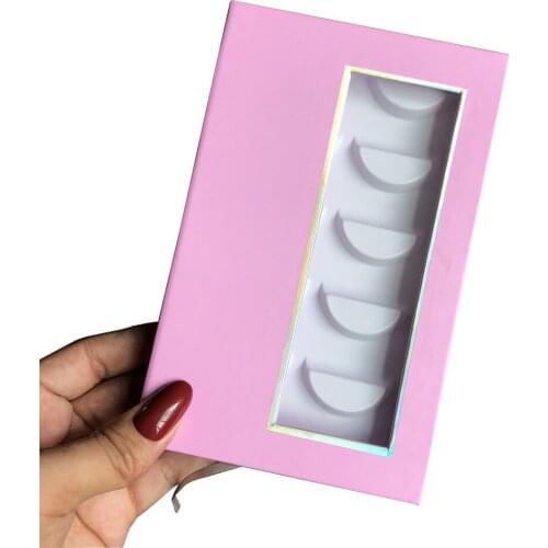 10Pcs/Pack Wholesale 5pairs Eyelashes Box Package Lash Book Packaging 25mm Mink Eyelashes Pink Storage Boxes Case Makeup Vendors