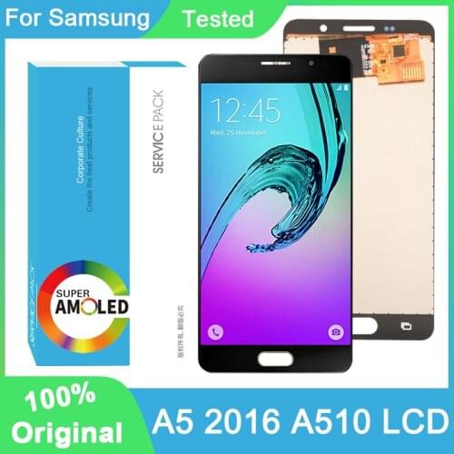 100% Original 5.2'' AMOLED Display For Samsung Galaxy A5 2016 A510 A510F A510M A510FD Full LCD Touch Screen Repair Parts