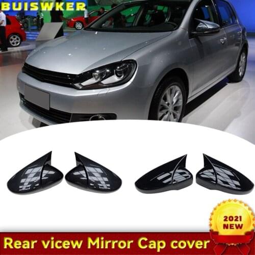 2pcs Car Rear View Mirrors Cover Protector For Golf 6 MK6 R VI 2009-2013 Black 5K0857537 Auto Rearview Mirror Covers Accessories