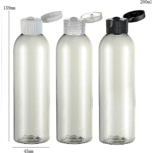 200mlEmpty transparent Snap Top Cap cosmetic PET Cream bottles 200cc clear shampoo pastic bottle 100ml 150ml is available