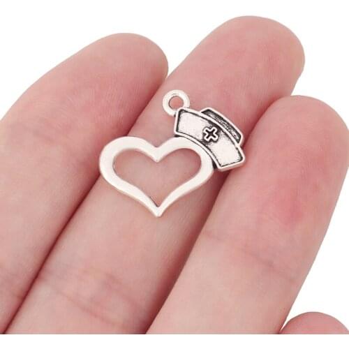 30 x Tibetan Silver Medicine Charms Heart Hat Pendants for DIY Jewelry Making Findings 22x20mm