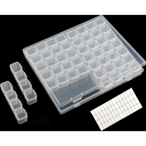 ARMYQZ 56 Slots Diamond Painting Kits Plastic Storage Box Nail Art Rhinestone Tools Beads Storage Box Case Organizer Holding