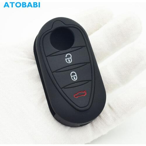 ATOBABI Silicone Car Key Case Skin For Alfa Romeo Mito Giulietta Brera 4C 159 GTA 3 Buttons Flip Remote Control Protector Cover
