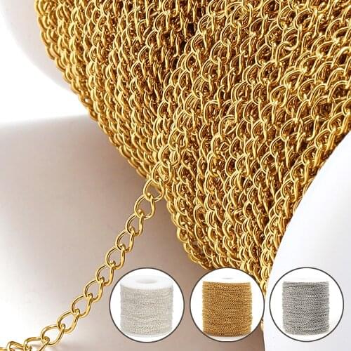 2meters Stainless Steel Gold Necklace Chains for 2mm 3mm 4mm Bracelet Extension Chain Accessories Jewelry Making Crafts DIY