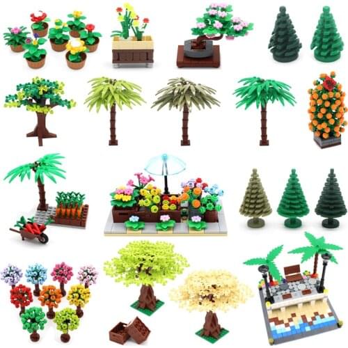 City Friends Series Parts Flowers Potted Trees Shop Farm Building Blocks MOC Locking City Accessories Brick for Kid Toys Gifts
