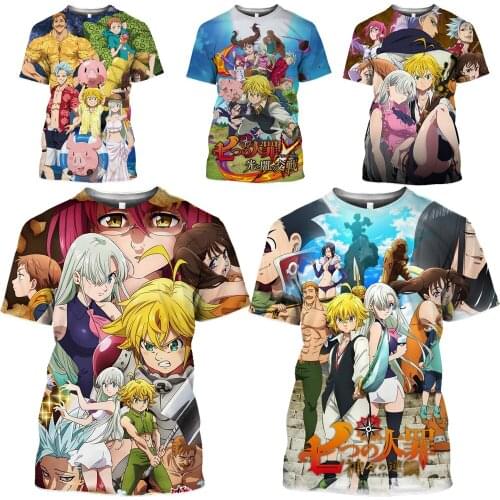 HOXIXIB Women Tees 3D Print Anime The Seven Deadly Sins T Shirt O Neck Sports Men Tshirt Fitness Tops Escanor Unisex Streetwear
