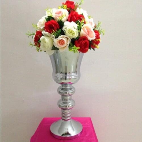 H48cm Silver table flower vase,Table centerpiece wedding decoration 10pcs/lot