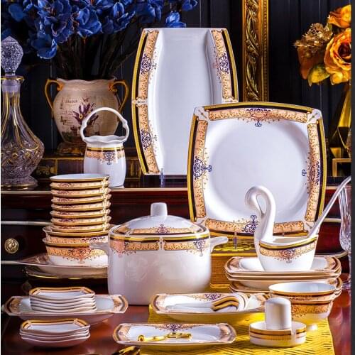 Jingdezhen Ceramic Dinner Dish Rice Bowl Soup Bowl Salad Noodles Bowl dishes and plates Bowl Dinnerware Sets 접시 그릇세트