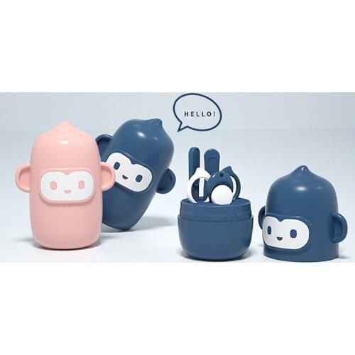 4Pcs Baby Nail Care Sets Baby Healthcare Kits Newborn Baby Safety Scissors Anti-Clip Nail Clippers Animal Storage Box For Travel