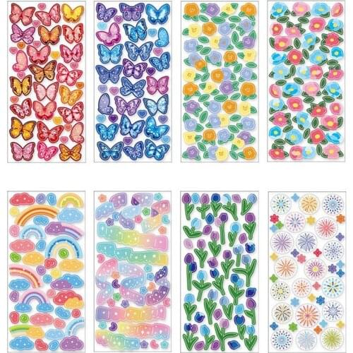 Colorful Butterfly Stickers DIY Decoration Sticker Label Sparkling Sequins PET Scrapbook Planner Stick Stationary Supplies