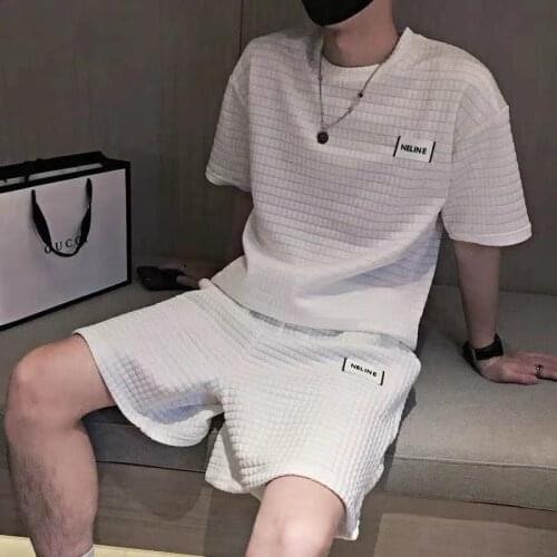 Summer Casual Men Clothes White Track Shorts Sets Two Piece Loose Tracksuit Short Sleeve Oversized T-shirts Mens Joggers Set 3XL